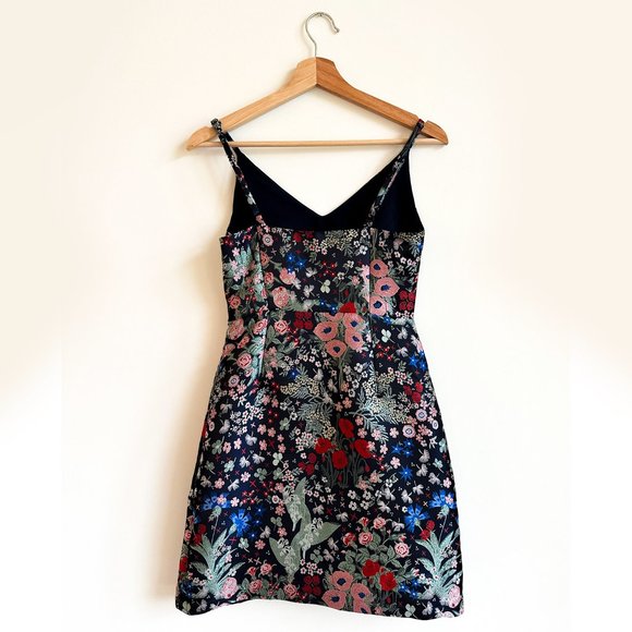 Frank and Oak Jacquard Slip Dress Women's Size XS in Navy Flower Combo - Picture 5 of 7